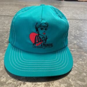 Vintage I Love Lucy A Tribute Universal Studios Hat Teal Blue Lucille Ball Retro